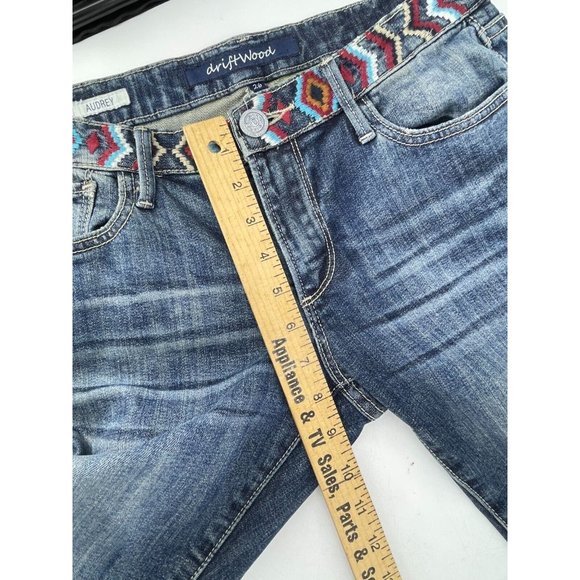 Vigoss Audrey Driftwood Embroidered Designer Low Rise Denim Jeans Size 26 - Picture 12 of 14